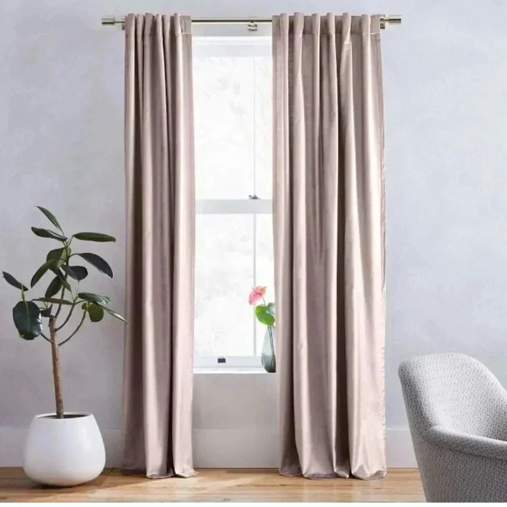 West Elm Luster Velvet Window Treatment 
Curtain - Dusty Blush